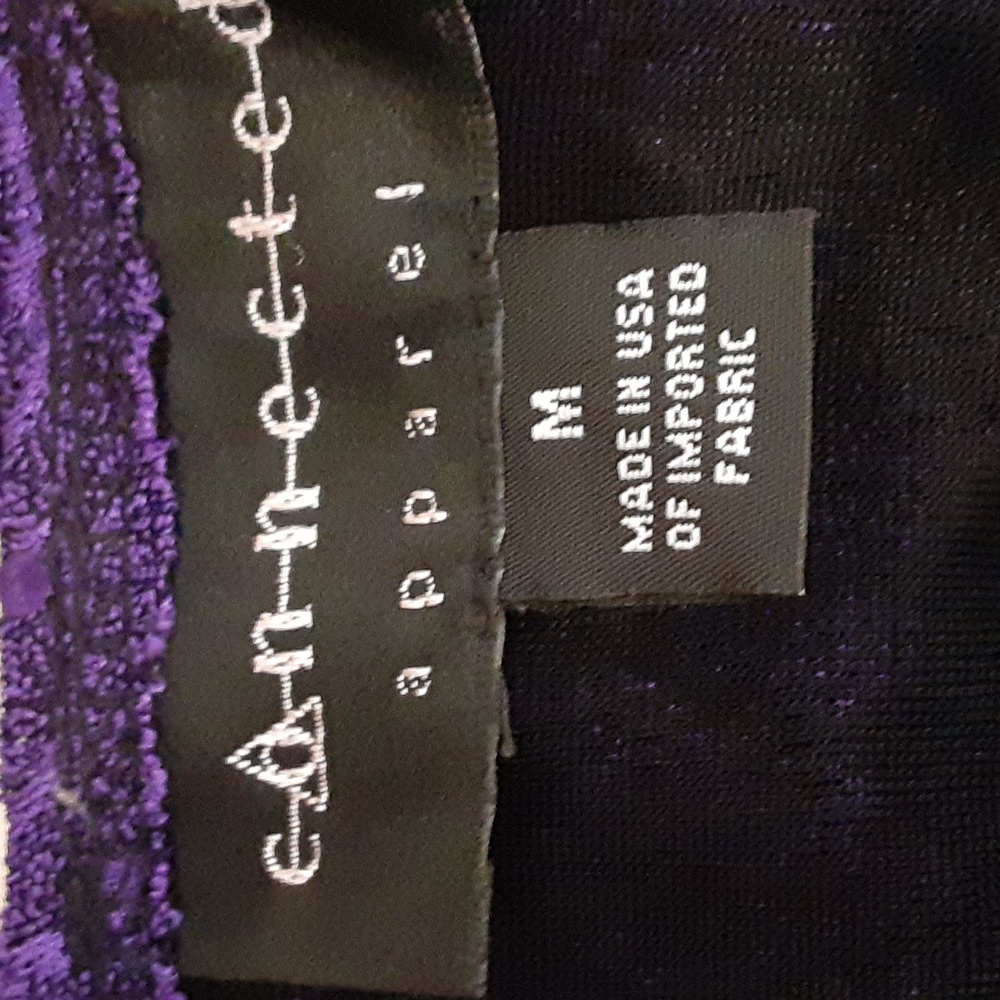⚡3/18 Connected Apparel knit sequined purple top mid-sleeve v neck Lk new! - Picture 7 of 7